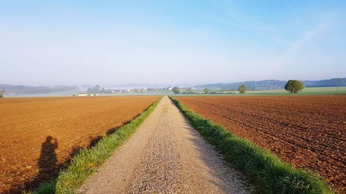 Empty road amidst agricultural field 