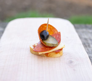 Close-up of dessert on table