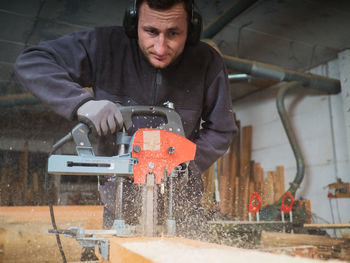 Man working on stage