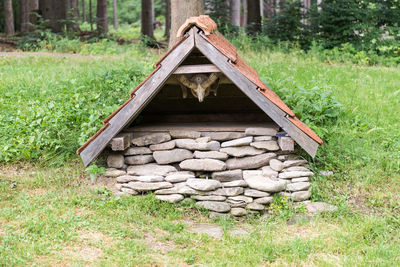 Stack of logs on field