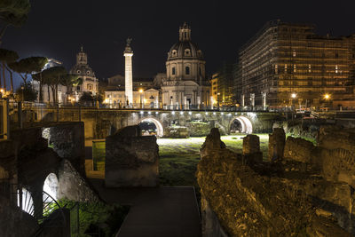View of illuminated buildings at night