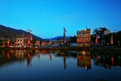 View of river with buildings in background