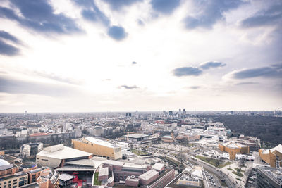 High angle view of cityscape against sky