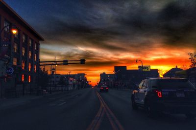 City street at sunset