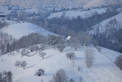 Scenic view of snow covered landscape