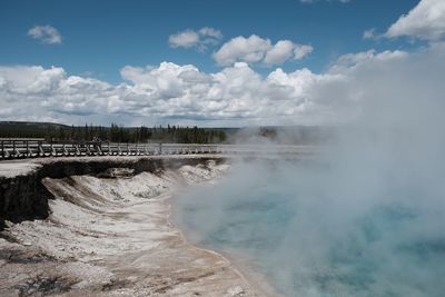 Panoramic view of beach against cloudy sky