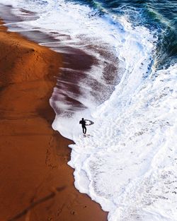 High angle view of people on beach