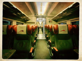 Empty seats in subway train