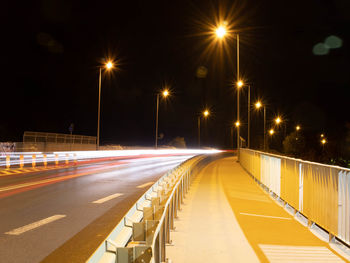 Light trails on road at night