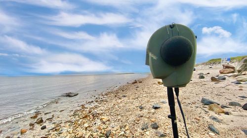 Binaural head microphone recording soundscapes on cape cod bay. 