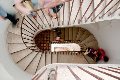 High angle view of spiral staircase
