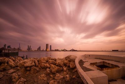 Panoramic view of sea against sky during sunset