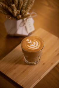 High angle view of coffee on table