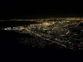 Aerial view of illuminated cityscape