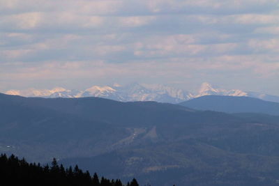 Scenic view of mountains against sky