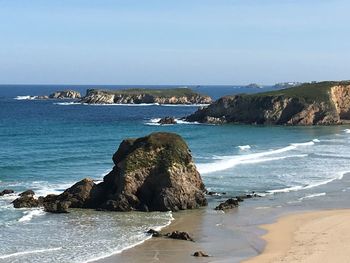 Scenic view of sea against clear sky