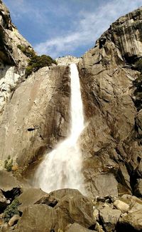 Low angle view of waterfall