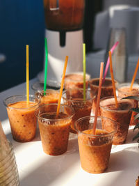 Close-up of drinks on table