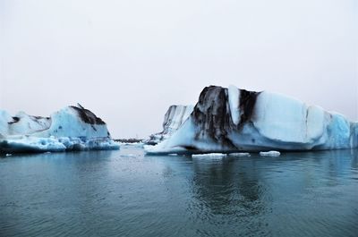 Scenic view of frozen sea against clear sky