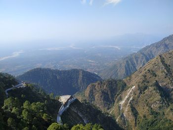 High angle view of mountain range