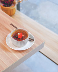 High angle view of food on table