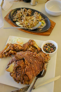 High angle view of meal served in plate