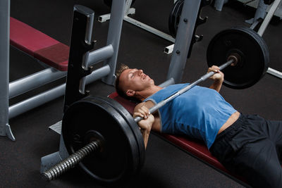 Close-up of dumbbells in gym