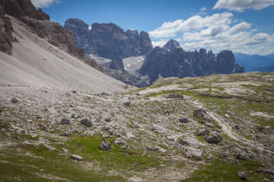 Scenic view of landscape and mountains against sky