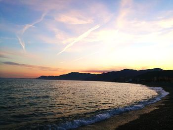 Scenic view of sea against sky during sunset