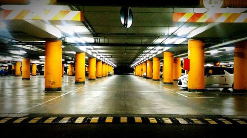 Illuminated subway station