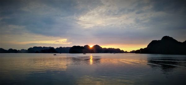 Scenic view of sunset over sea