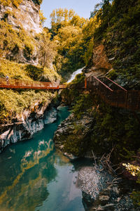 High angle view of bridge over river