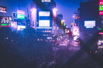 High angle view of crowd on road at night