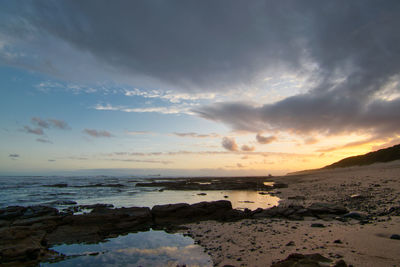 Scenic view of sea against sky during sunset