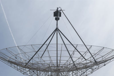 Low angle view of communications tower against sky