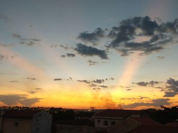 Silhouette buildings against sky during sunset