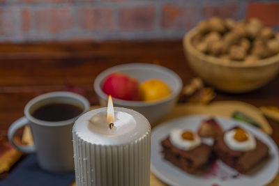 Close-up of breakfast on table