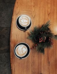 Directly above shot of coffee cup on table