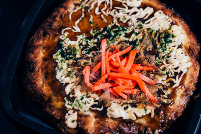 Close-up of okonomiyaki