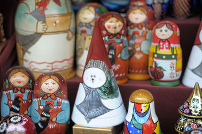 Close-up of figurines for sale