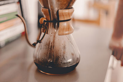 Close-up of coffee cup on table