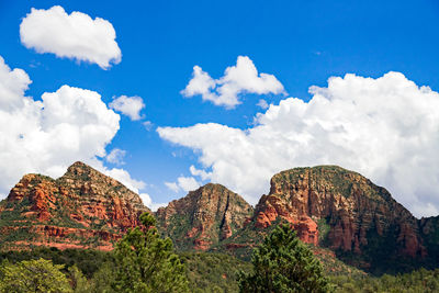 Low angle view of rock formation against sky