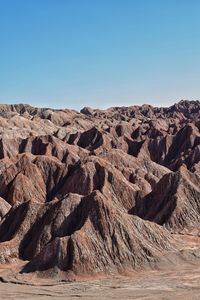 Rock formations in desert against clear sky