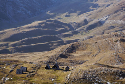 High angle view of mountain range