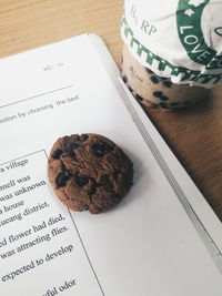 High angle view of cookies on table