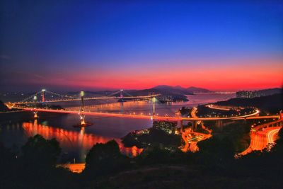 Illuminated city at night