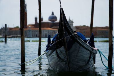 Boat sailing in canal