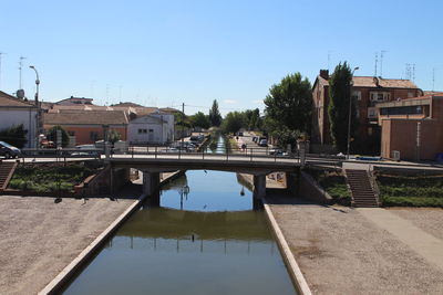 View of river with buildings in background