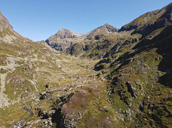 Scenic view of mountains against clear sky