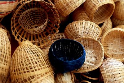 Full frame shot of wicker baskets